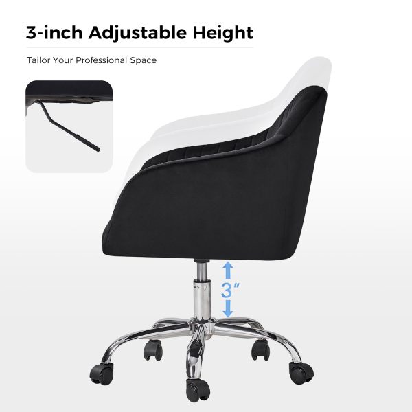 Gerhard Black Velvet Channel Tufted Ergonomic Swivel Office Chair 2
