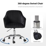 Gerhard Black Velvet Channel Tufted Ergonomic Swivel Office Chair 9 Gerhard Black Velvet Channel Tufted Ergonomic Swivel Office Chair