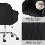 Gerhard Black Velvet Channel Tufted Ergonomic Swivel Office Chair 10 Gerhard Black Velvet Channel Tufted Ergonomic Swivel Office Chair