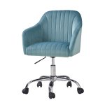 Gerhard Blue Velvet Channel Tufted Ergonomic Swivel Office Chair 7 Gerhard Blue Velvet Channel Tufted Ergonomic Swivel Office Chair