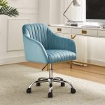 Gerhard Blue Velvet Channel Tufted Ergonomic Swivel Office Chair 6 Gerhard Blue Velvet Channel Tufted Ergonomic Swivel Office Chair