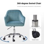 Gerhard Blue Velvet Channel Tufted Ergonomic Swivel Office Chair 9 Gerhard Blue Velvet Channel Tufted Ergonomic Swivel Office Chair