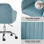 Gerhard Blue Velvet Channel Tufted Ergonomic Swivel Office Chair 10 Gerhard Blue Velvet Channel Tufted Ergonomic Swivel Office Chair