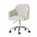 Gerhard Ivory Velvet Channel Tufted Ergonomic Swivel Task Chair 7 Gerhard Ivory Velvet Channel Tufted Ergonomic Swivel Task Chair
