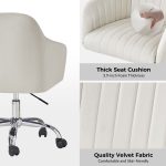Gerhard Ivory Velvet Channel Tufted Ergonomic Swivel Task Chair 10 Gerhard Ivory Velvet Channel Tufted Ergonomic Swivel Task Chair