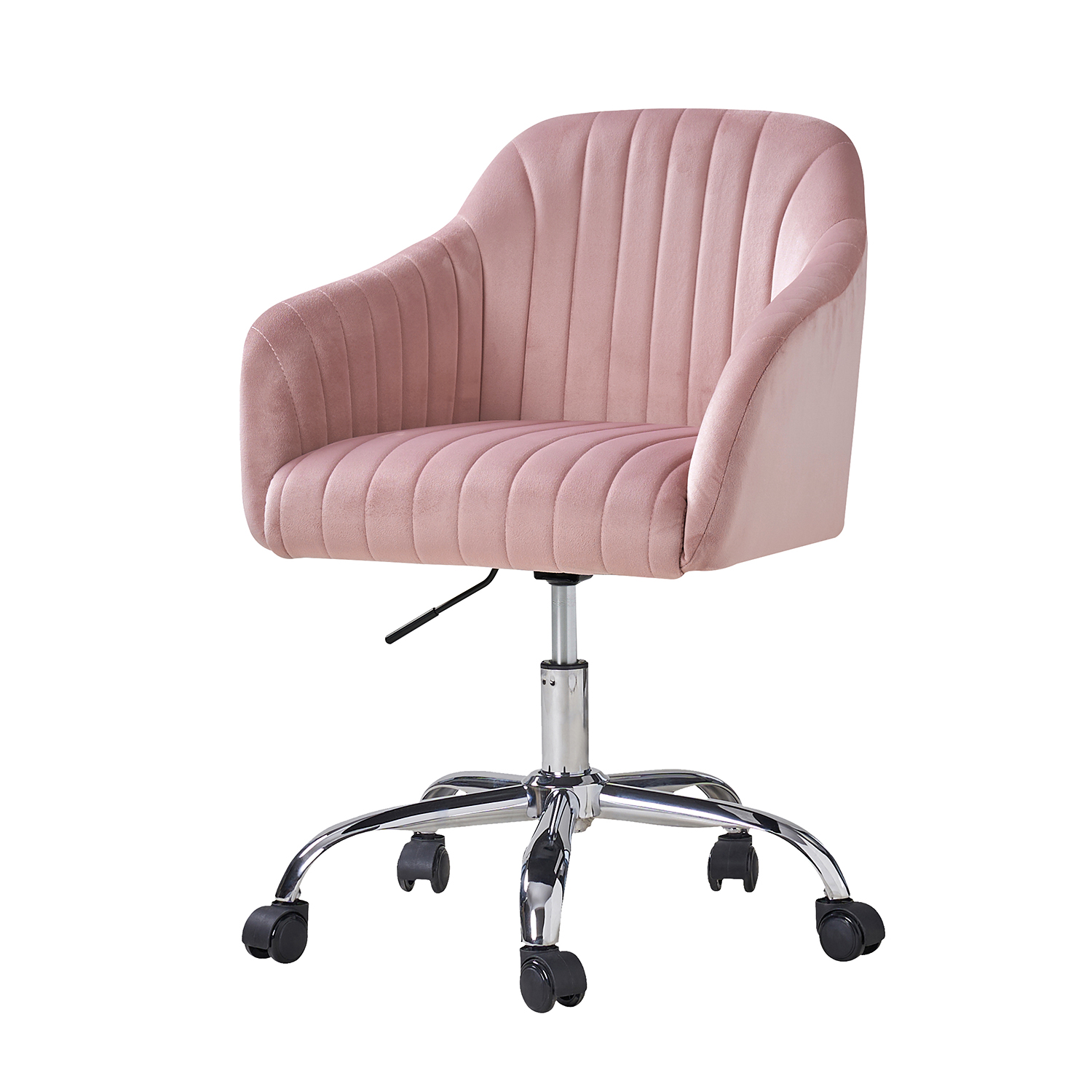 Gerhard Pink Velvet Channel Tufted Ergonomic Swivel Office Chair 2 Gerhard Pink Velvet Channel Tufted Ergonomic Swivel Office Chair - Image 2