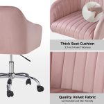 Gerhard Pink Velvet Channel Tufted Ergonomic Swivel Office Chair 10 Gerhard Pink Velvet Channel Tufted Ergonomic Swivel Office Chair