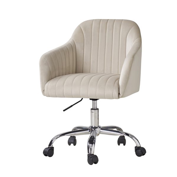 Gerhard Tan Velvet Channel Tufted Ergonomic Swivel Task Chair 1