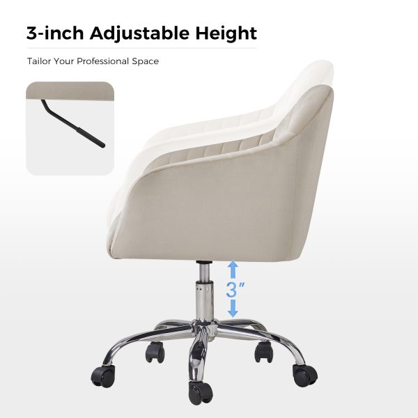 Gerhard Tan Velvet Channel Tufted Ergonomic Swivel Task Chair 2