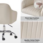 Gerhard Tan Velvet Channel Tufted Ergonomic Swivel Task Chair 10 Gerhard Tan Velvet Channel Tufted Ergonomic Swivel Task Chair