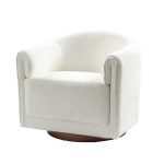 Gero Ivory Chenille 360 Swivel Modern Barrel Chair