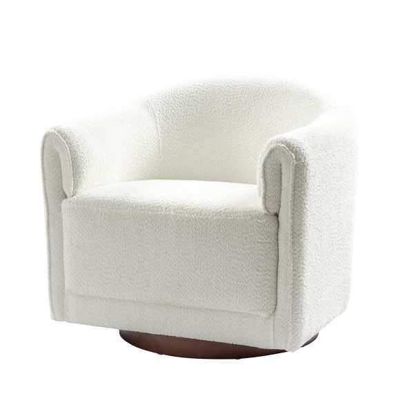 Gero Ivory Chenille 360 Swivel Modern Barrel Chair 1