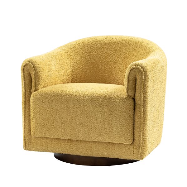 Gero Yellow Chenille 360 Swivel Modern Barrel Accent Chair 1