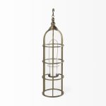 Gerson I Large Cage-Style Gold Metal Candle Holder Lantern
