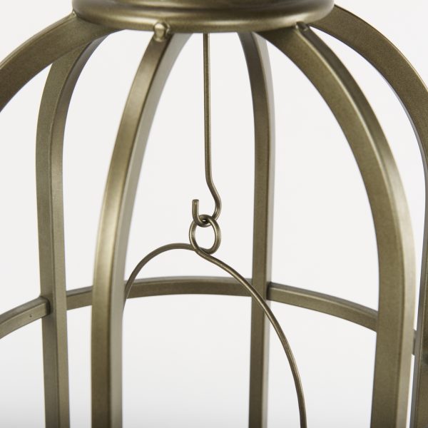 Gerson I Large Cage Style Gold Metal Candle Holder Lantern 7