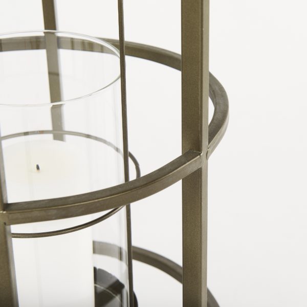 Gerson I Large Cage Style Gold Metal Candle Holder Lantern 8