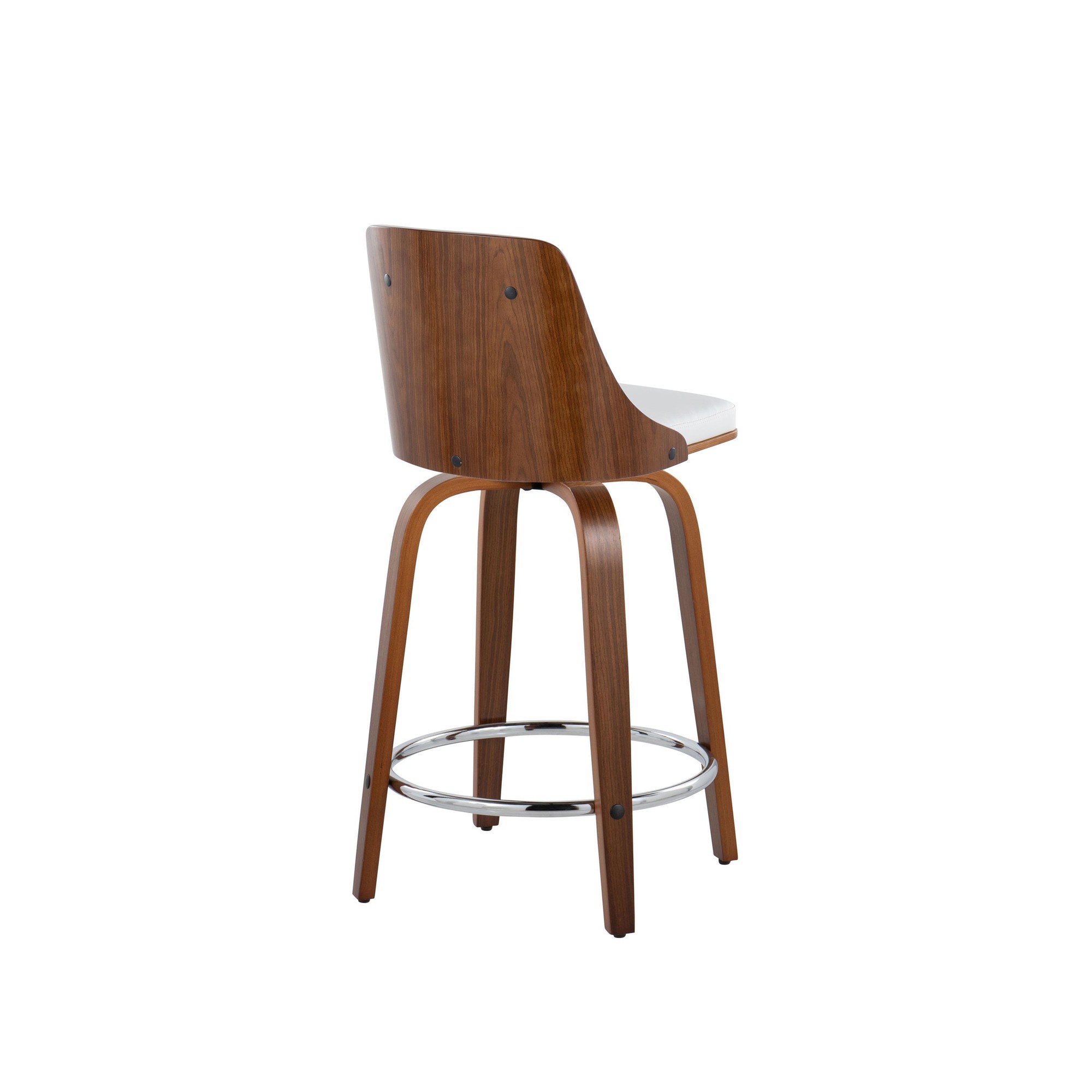 Gianna 24 Inch Walnut and White Mid-Century Counter Stools (Set of 2) 6 Gianna 24 Inch Walnut and White Mid-Century Counter Stools (Set of 2) - Image 6