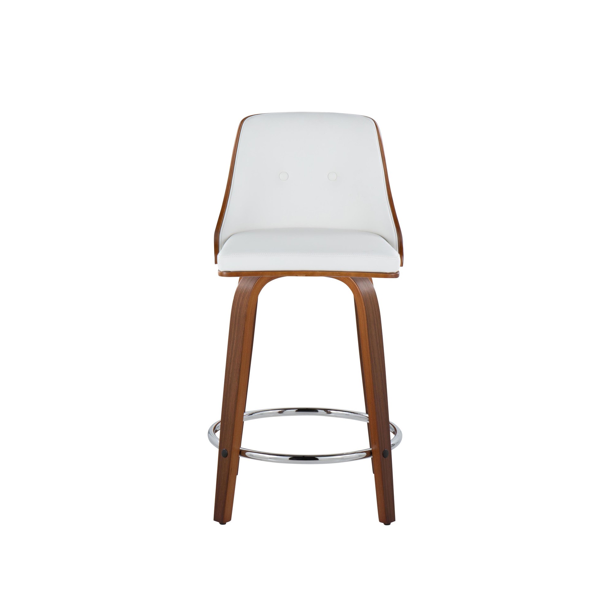 Gianna 24 Inch Walnut and White Mid-Century Counter Stools (Set of 2) 8 Gianna 24 Inch Walnut and White Mid-Century Counter Stools (Set of 2) - Image 8