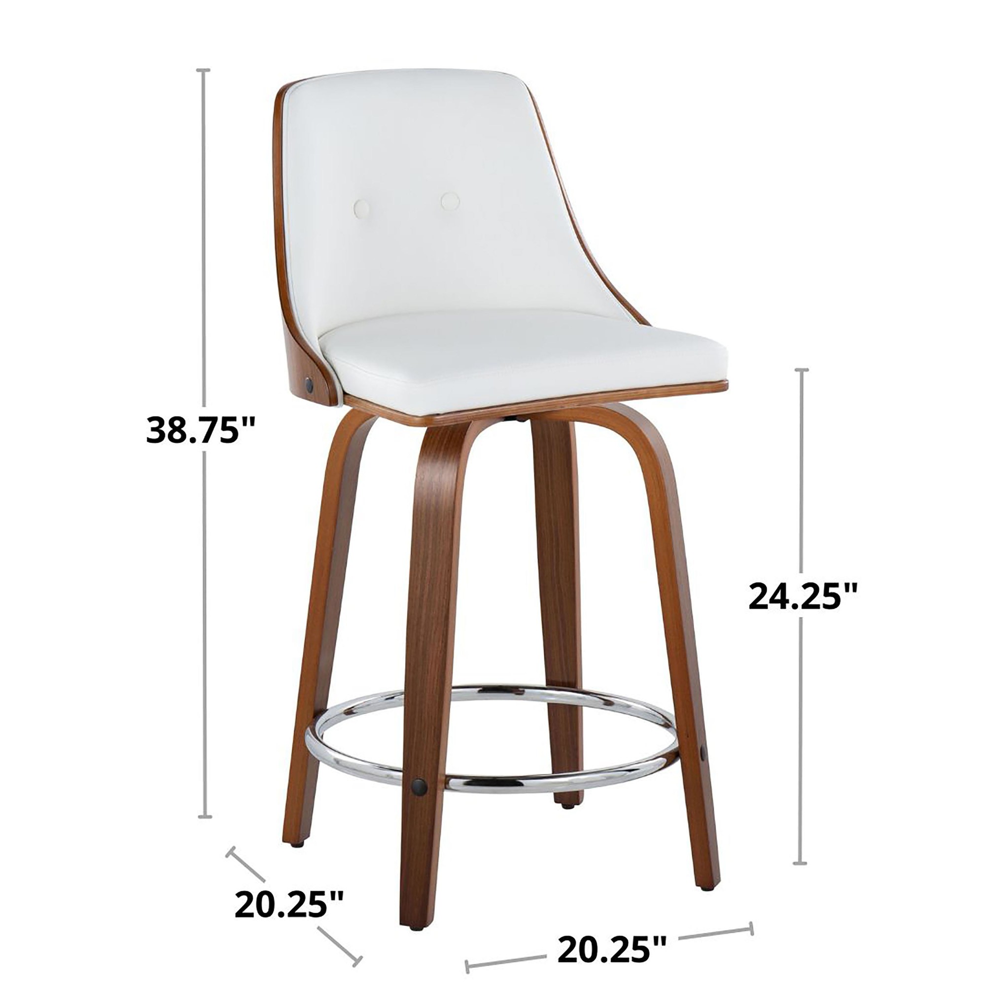 Gianna 24 Inch Walnut and White Mid-Century Counter Stools (Set of 2) 9 Gianna 24 Inch Walnut and White Mid-Century Counter Stools (Set of 2) - Image 9