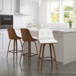 Gianna 26 Inch Mid-Century Modern Walnut Counter Stools (Set of 2) 6 Gianna 26 Inch Mid-Century Modern Walnut Counter Stools (Set of 2)