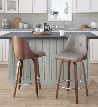 Gianna 26" Mid-Century Swivel Counter Stools Light Grey (Set of 2) (Set of 2)