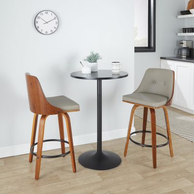 Gianna 26" Mid-Century Swivel Counter Stools in Grey (Set of 2) (Set of 2)