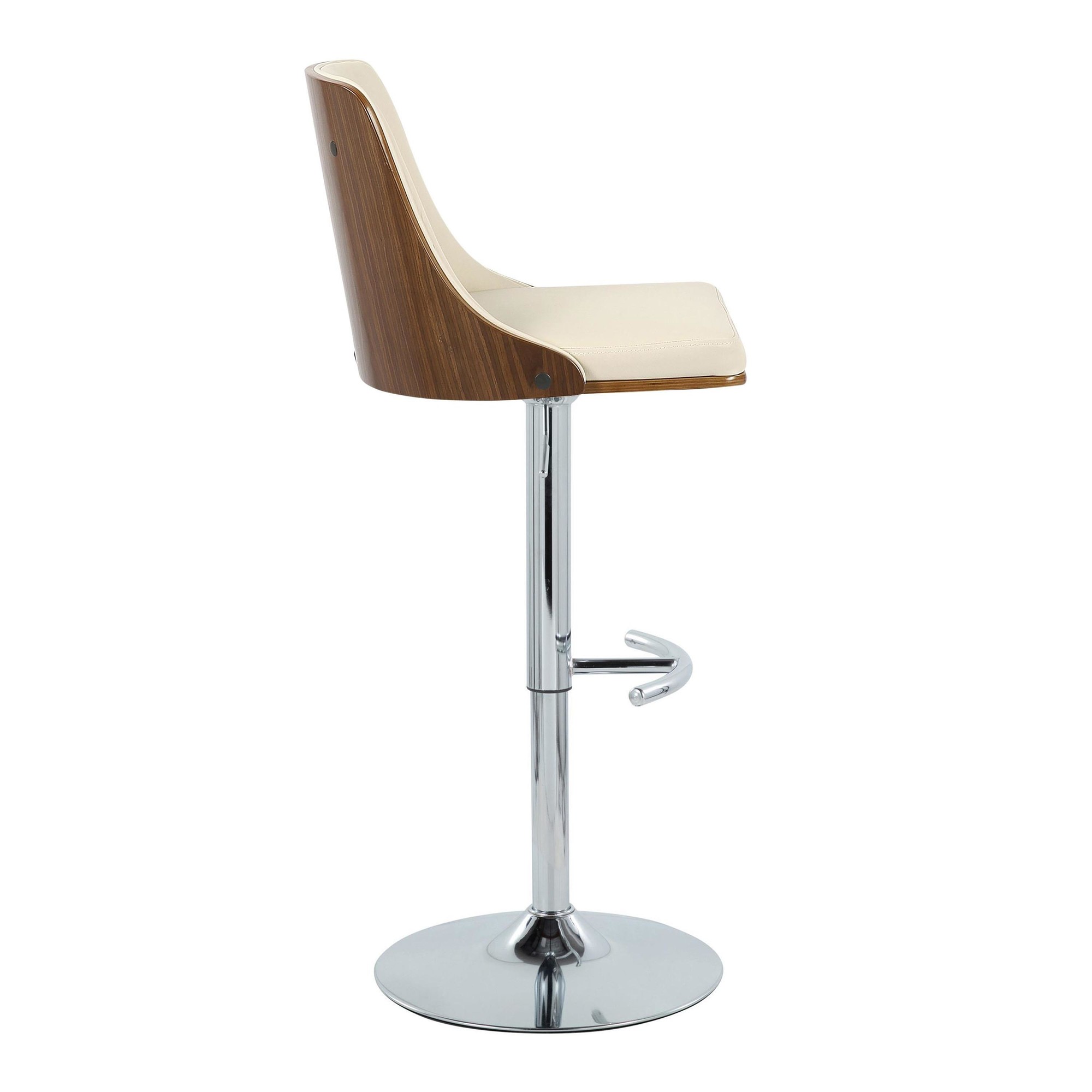 Gianna Cream Faux Leather Mid-Century Modern Swivel Barstools (Set of 2) 7 Gianna Cream Faux Leather Mid-Century Modern Swivel Barstools (Set of 2) - Image 7