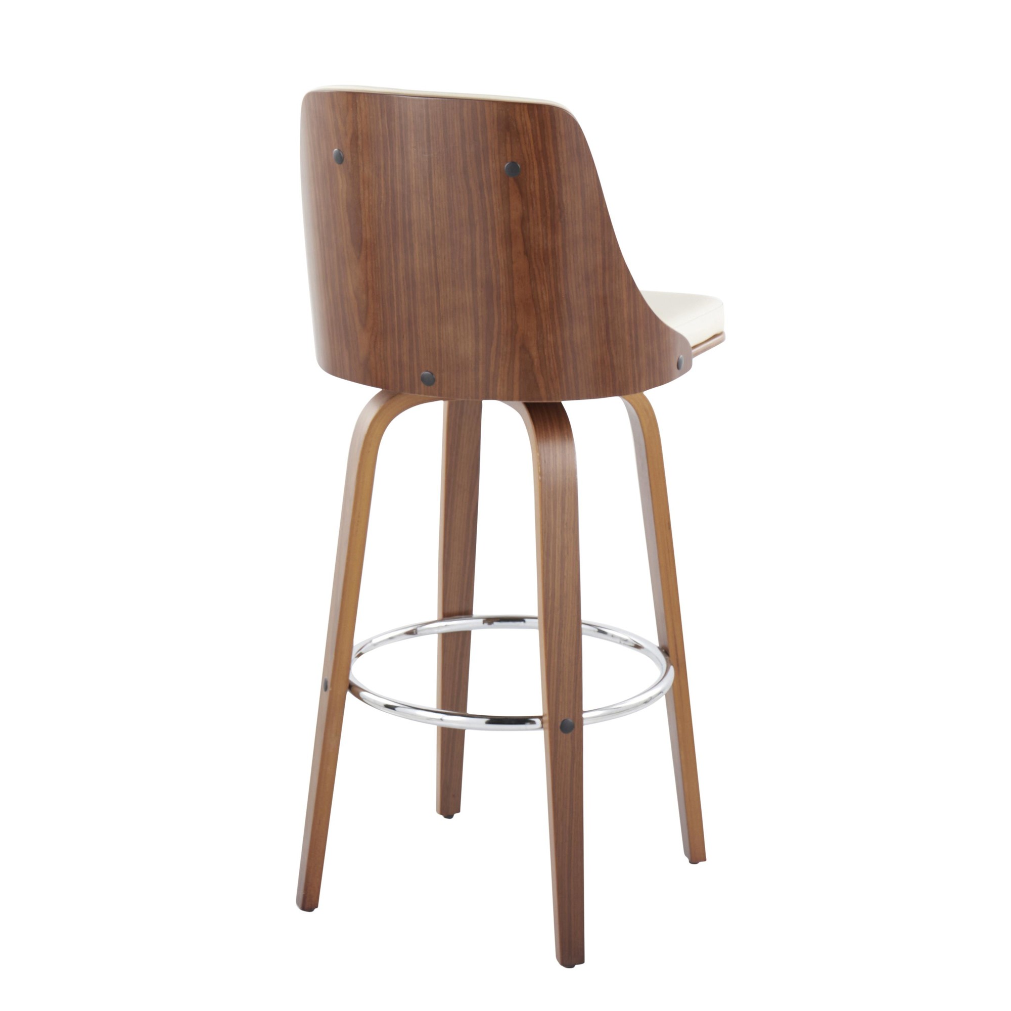 Gianna Cream Swivel Mid-Century Modern Barstool Walnut (Set of 2) 5 Gianna Cream Swivel Mid-Century Modern Barstool Walnut (Set of 2) - Image 5