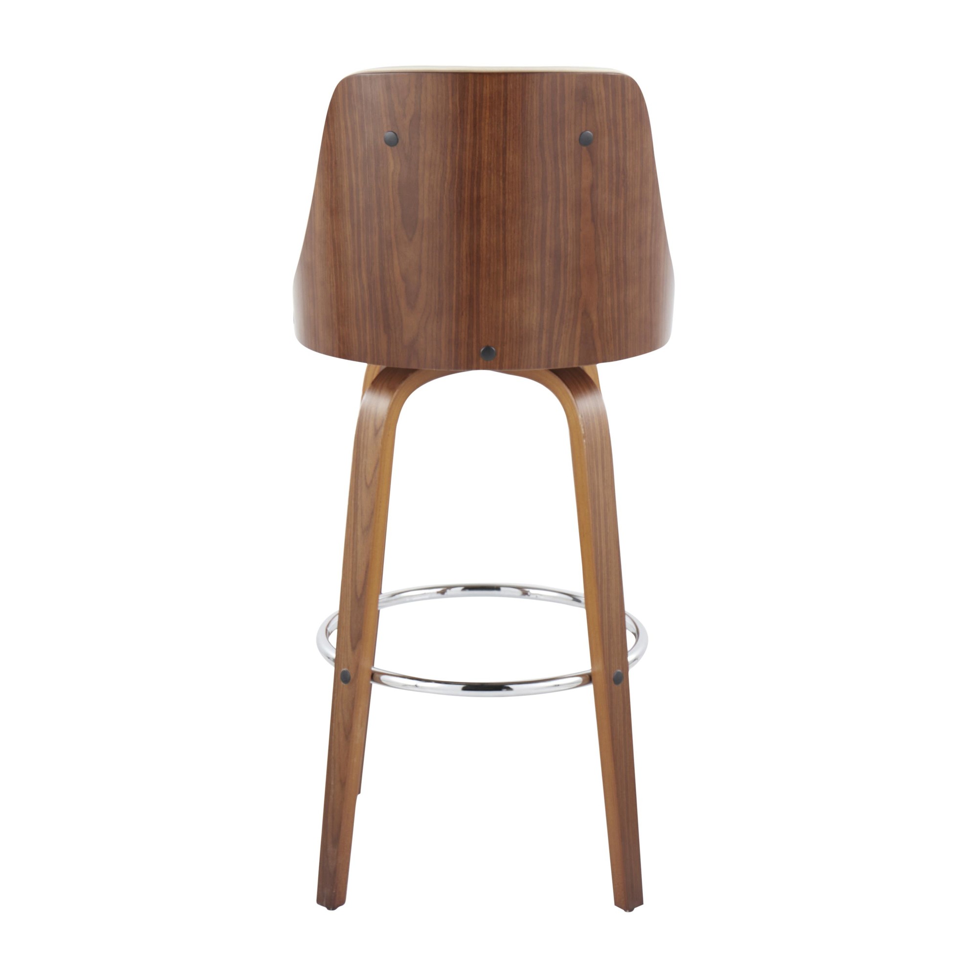 Gianna Cream Swivel Mid-Century Modern Barstool Walnut (Set of 2) 6 Gianna Cream Swivel Mid-Century Modern Barstool Walnut (Set of 2) - Image 6