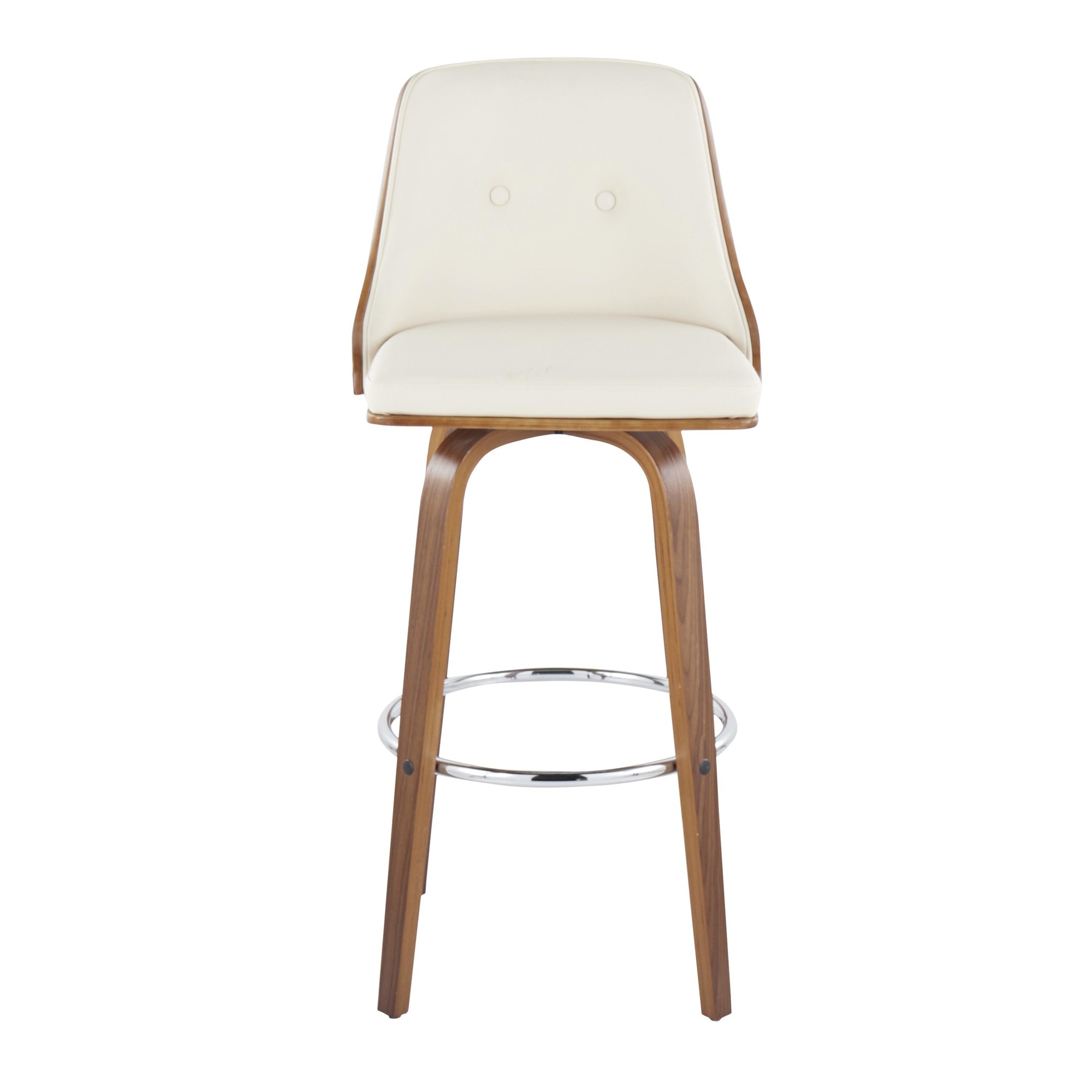 Gianna Cream Swivel Mid-Century Modern Barstool Walnut (Set of 2) 7 Gianna Cream Swivel Mid-Century Modern Barstool Walnut (Set of 2) - Image 7