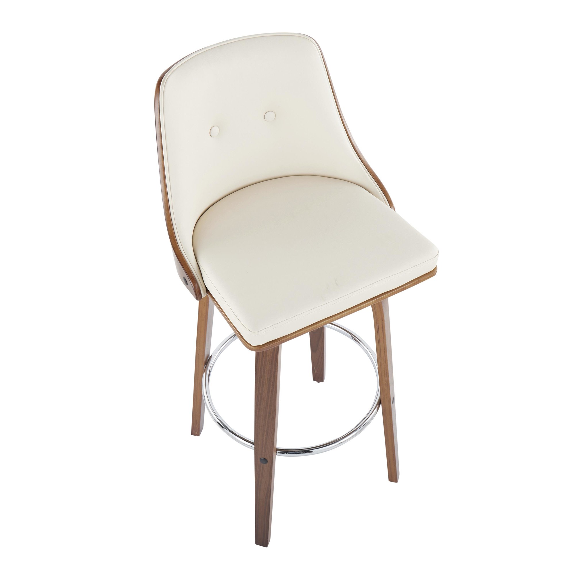 Gianna Cream Swivel Mid-Century Modern Barstool Walnut (Set of 2) 8 Gianna Cream Swivel Mid-Century Modern Barstool Walnut (Set of 2) - Image 8