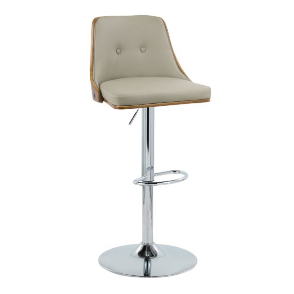 Gianna Light Grey Faux Leather Mid Century Swivel Barstools Set of 2 1