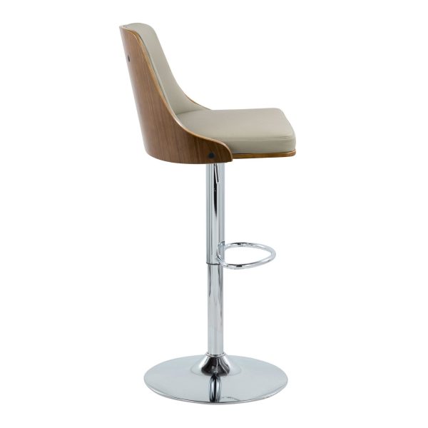 Gianna Light Grey Faux Leather Mid Century Swivel Barstools Set of 2 2