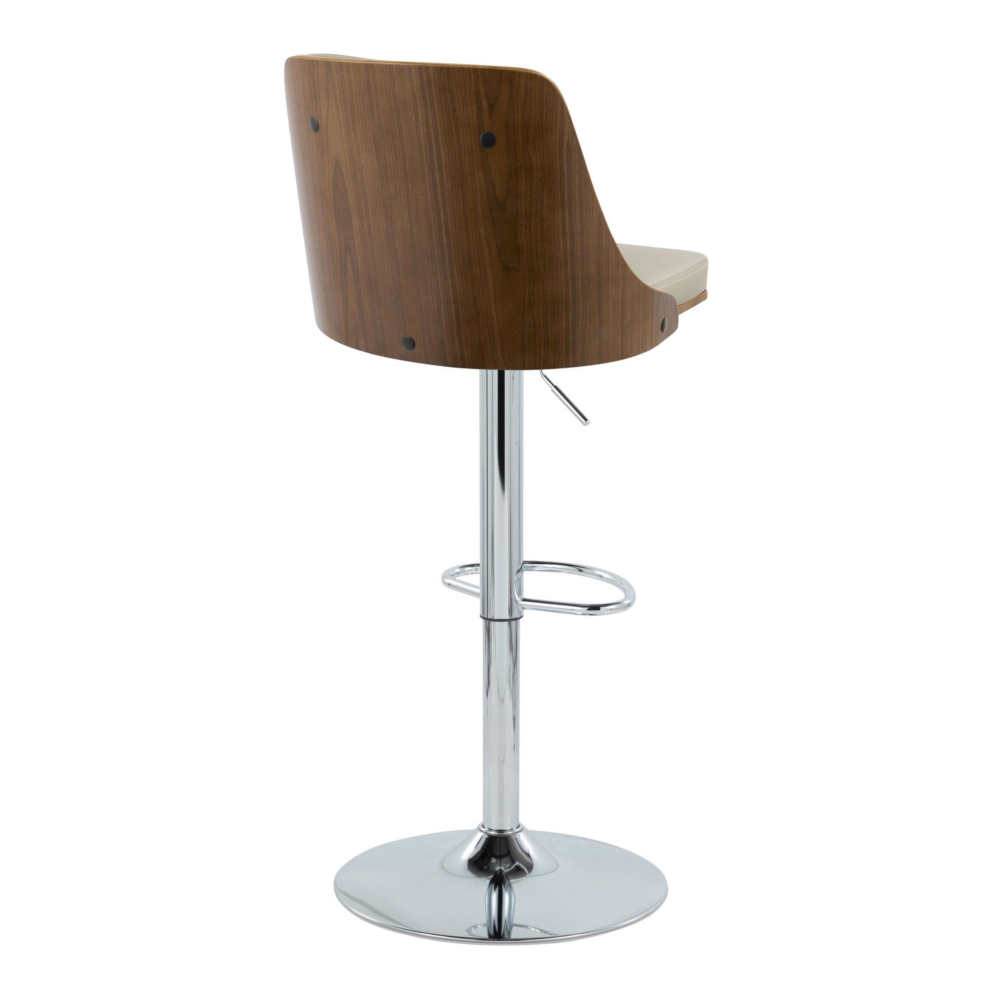 Gianna Light Grey Faux Leather Mid-Century Swivel Barstools (Set of 2) 4 Gianna Light Grey Faux Leather Mid-Century Swivel Barstools (Set of 2) - Image 4