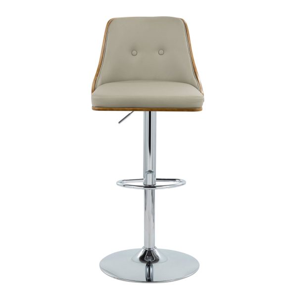 Gianna Light Grey Faux Leather Mid Century Swivel Barstools Set of 2 5