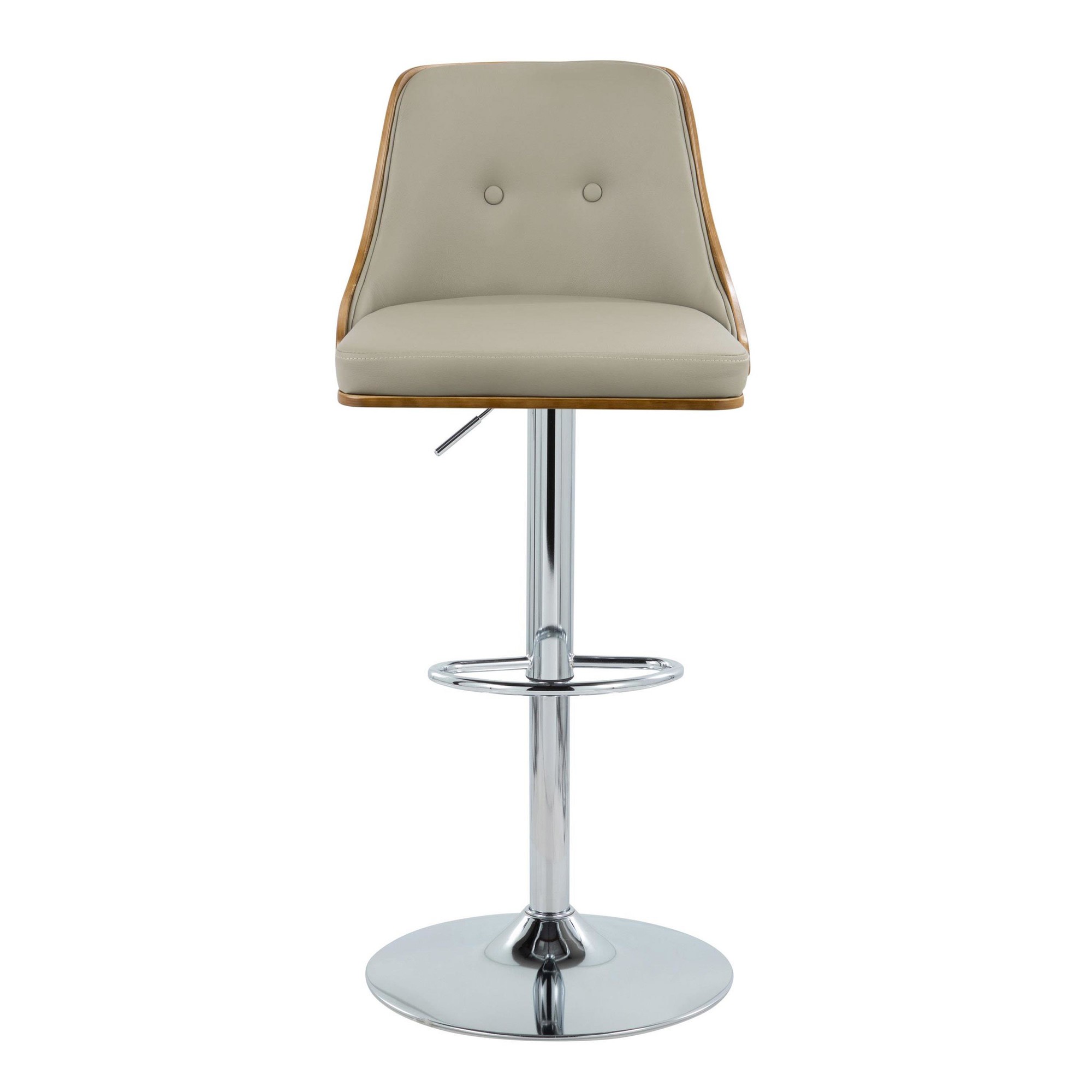 Gianna Light Grey Faux Leather Mid-Century Swivel Barstools (Set of 2) 6 Gianna Light Grey Faux Leather Mid-Century Swivel Barstools (Set of 2) - Image 6