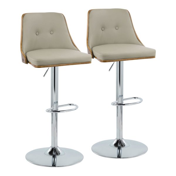 Gianna Light Grey Faux Leather Mid Century Swivel Barstools Set of 2