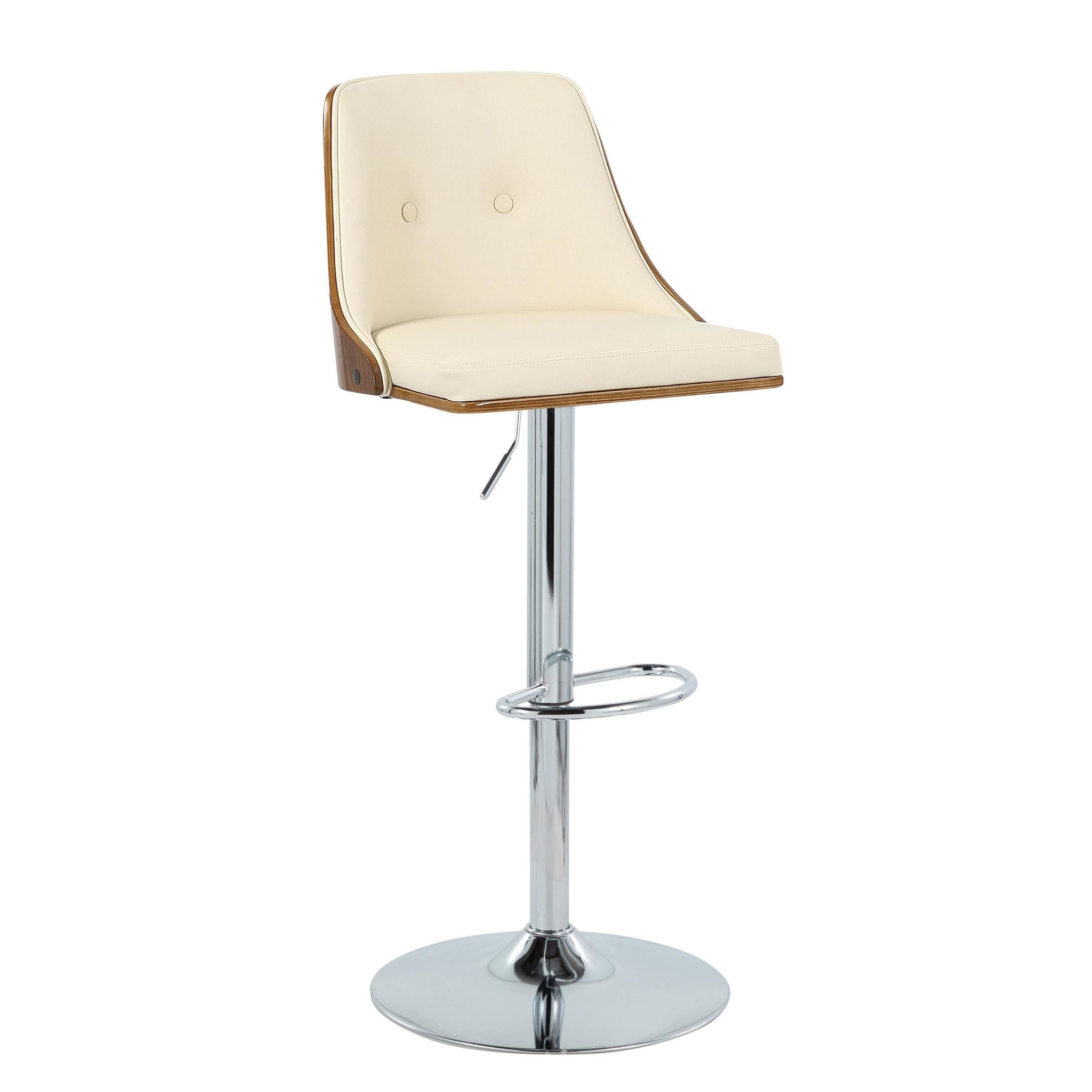 Gianna Mid-Century Modern Cream Swivel Adjustable Barstool (Set of 2) 2 Gianna Mid-Century Modern Cream Swivel Adjustable Barstool (Set of 2) - Image 2