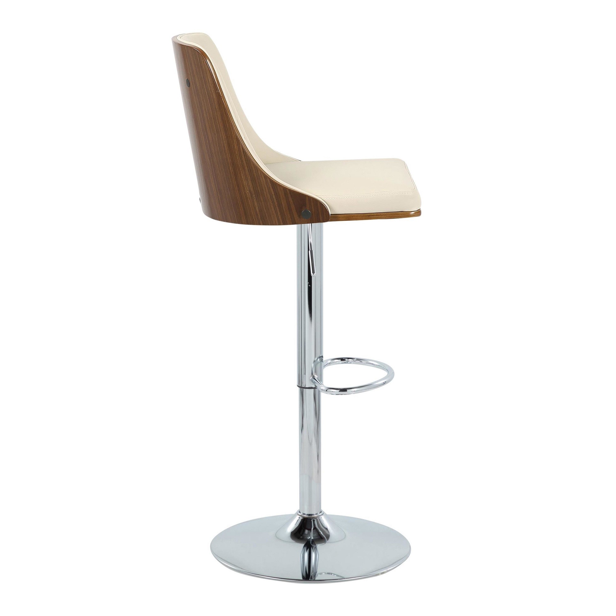 Gianna Mid-Century Modern Cream Swivel Adjustable Barstool (Set of 2) 3 Gianna Mid-Century Modern Cream Swivel Adjustable Barstool (Set of 2) - Image 3