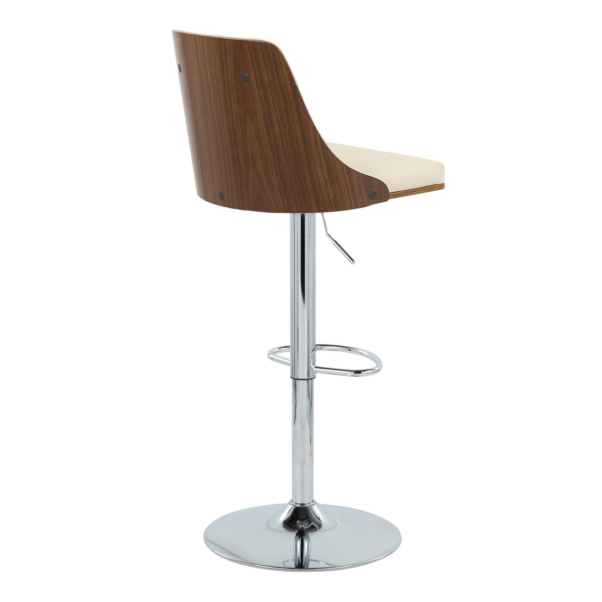 Gianna Mid-Century Modern Cream Swivel Adjustable Barstool (Set of 2) 4 Gianna Mid-Century Modern Cream Swivel Adjustable Barstool (Set of 2) - Image 4