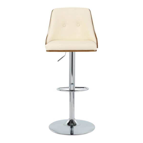Gianna Mid Century Modern Cream Swivel Adjustable Barstool Set of 2 5