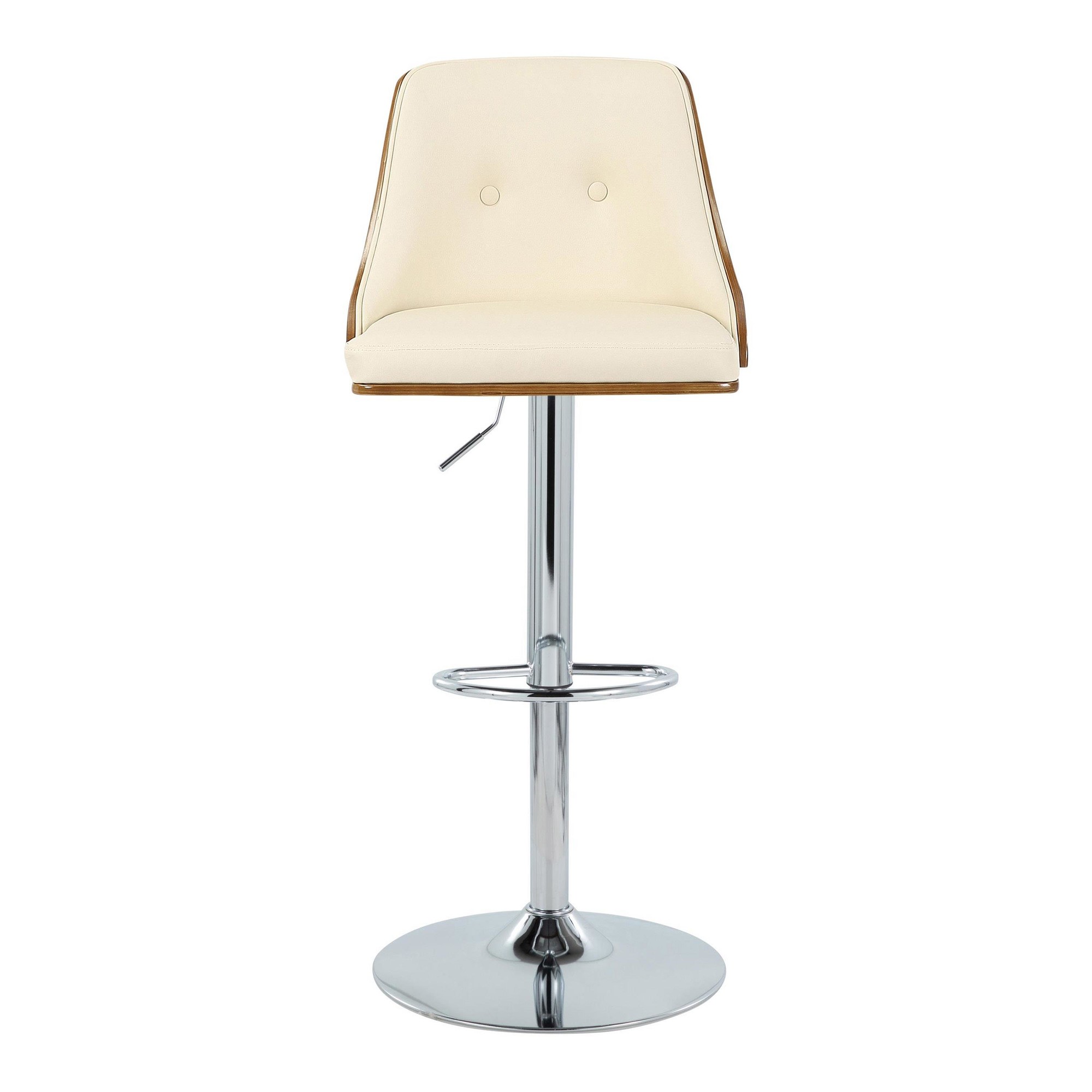 Gianna Mid-Century Modern Cream Swivel Adjustable Barstool (Set of 2) 6 Gianna Mid-Century Modern Cream Swivel Adjustable Barstool (Set of 2) - Image 6