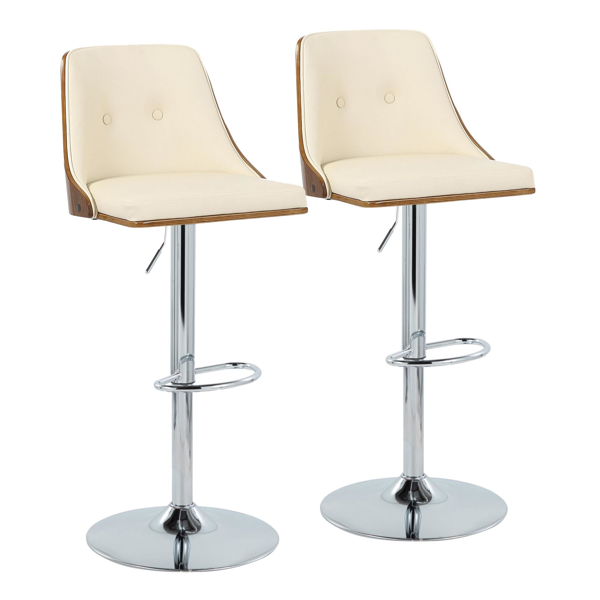 Gianna Mid-Century Modern Cream Swivel Adjustable Barstool (Set of 2) 1 Gianna Mid-Century Modern Cream Swivel Adjustable Barstool (Set of 2)