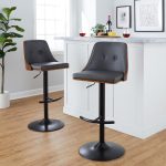Gianna Mid-Century Modern Grey Faux Leather Barstools (Set of 2) 13 Gianna Mid-Century Modern Grey Faux Leather Barstools (Set of 2)