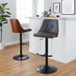 Gianna Mid-Century Modern Grey Faux Leather Barstools (Set of 2) 12 Gianna Mid-Century Modern Grey Faux Leather Barstools (Set of 2)
