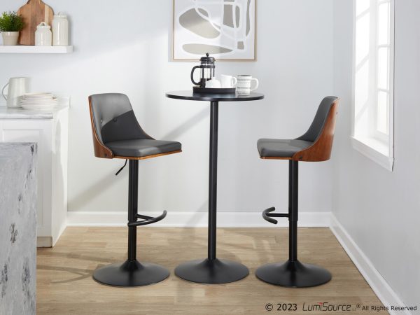 Gianna Mid Century Modern Grey Faux Leather Barstools Set of 2 2