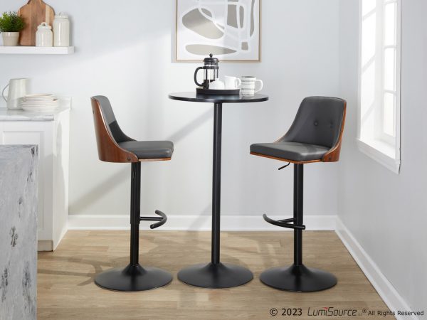 Gianna Mid Century Modern Grey Faux Leather Barstools Set of 2 3