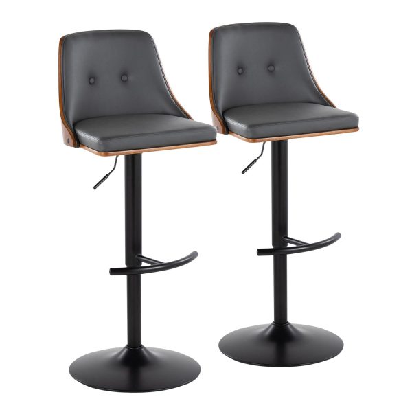 Gianna Mid Century Modern Grey Faux Leather Barstools Set of 2 4