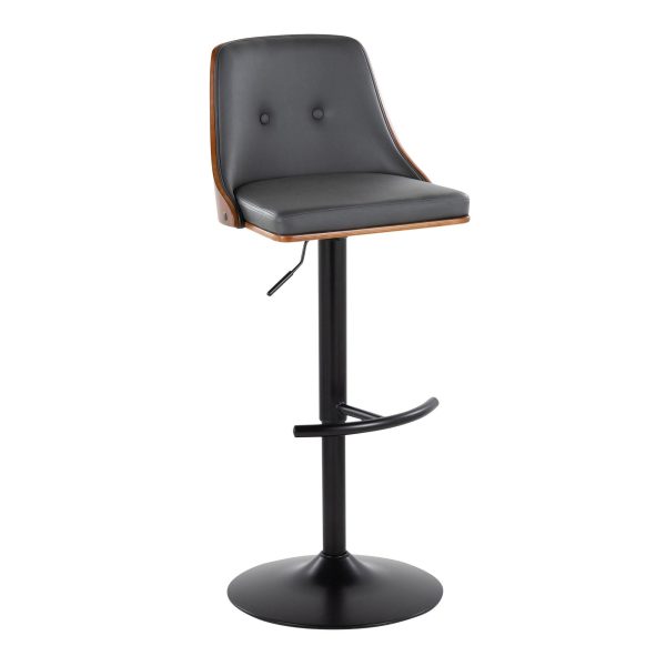 Gianna Mid Century Modern Grey Faux Leather Barstools Set of 2 5