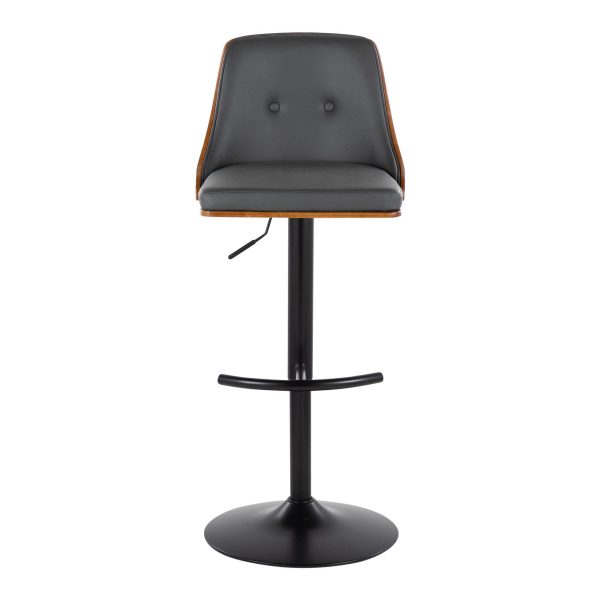 Gianna Mid Century Modern Grey Faux Leather Barstools Set of 2 9